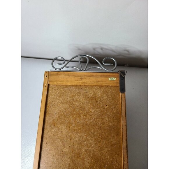 Vintage Wood Metal Ornate Two Tier Wall Hanging Mail Bill Organizer Holder MCM - Picture 7 of 11